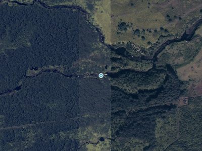 Aerial view around Lauiole Falls in Hawaii