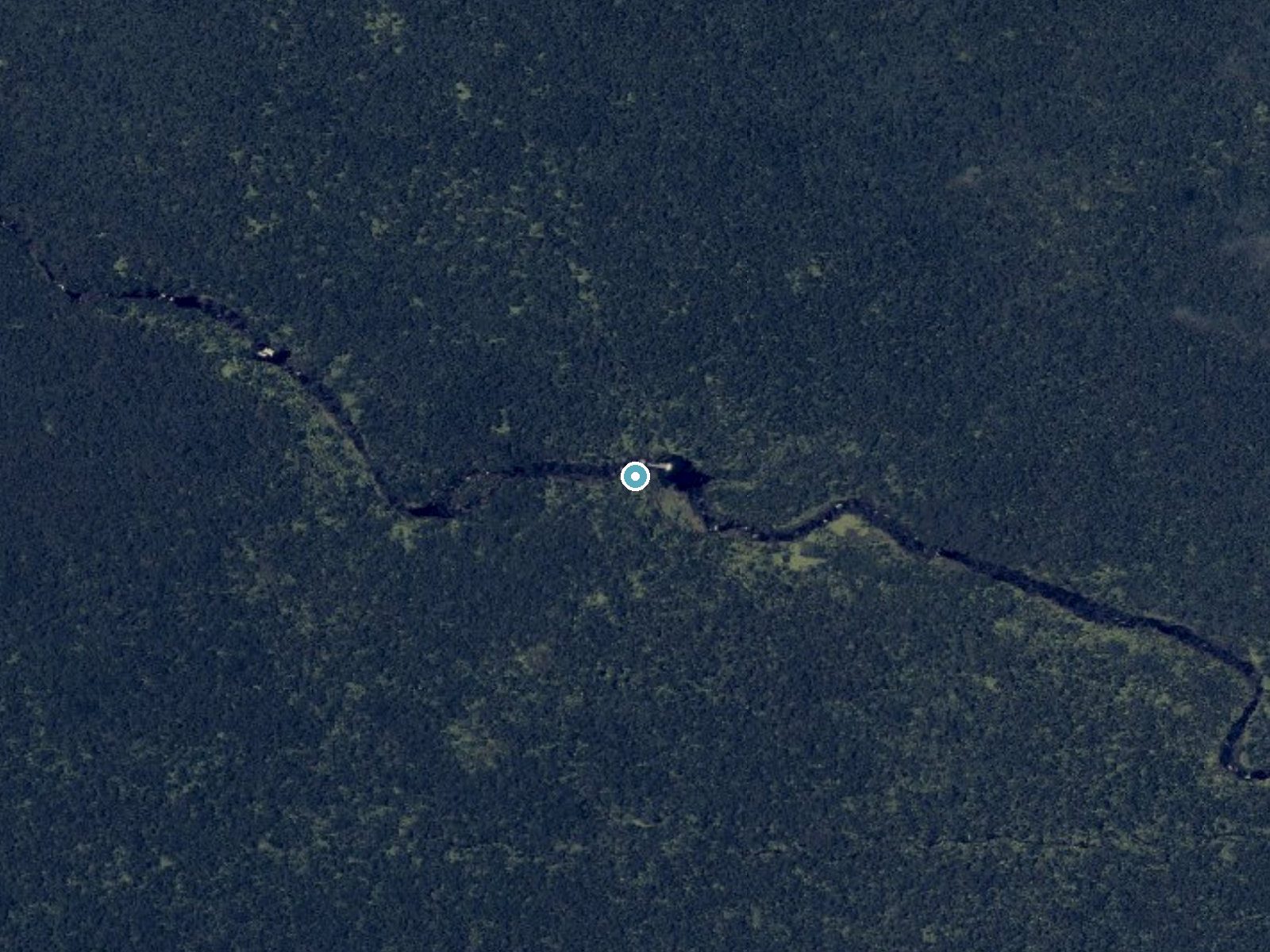 Aerial view of the ground around Wahiloa Falls near Wainaku, Hawaii