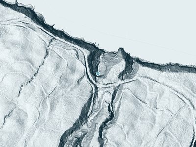LiDAR terrain view around Hikiau Falls in Hawaii, about 266 feet of drop