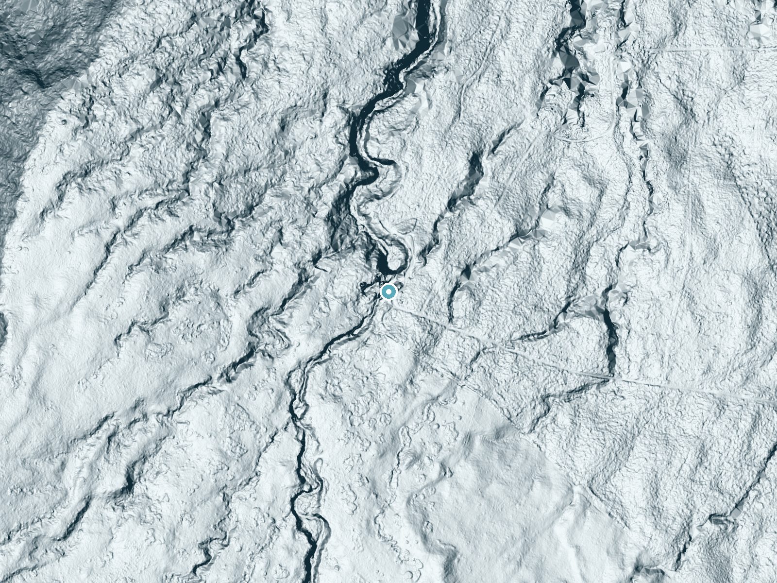 LiDAR bare-earth terrain around Waiholoa Falls near Kukuihaele, Hawaii, showing about 105 feet of drop, a steep tiered drop, facing north