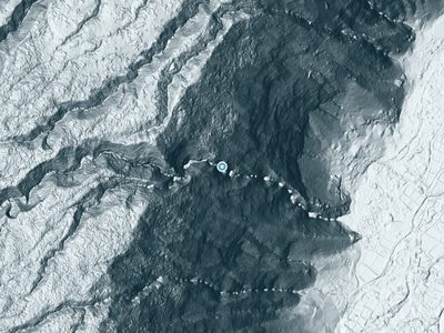 LiDAR terrain view around Nanaue Falls in Hawaii, about 515 feet of drop
