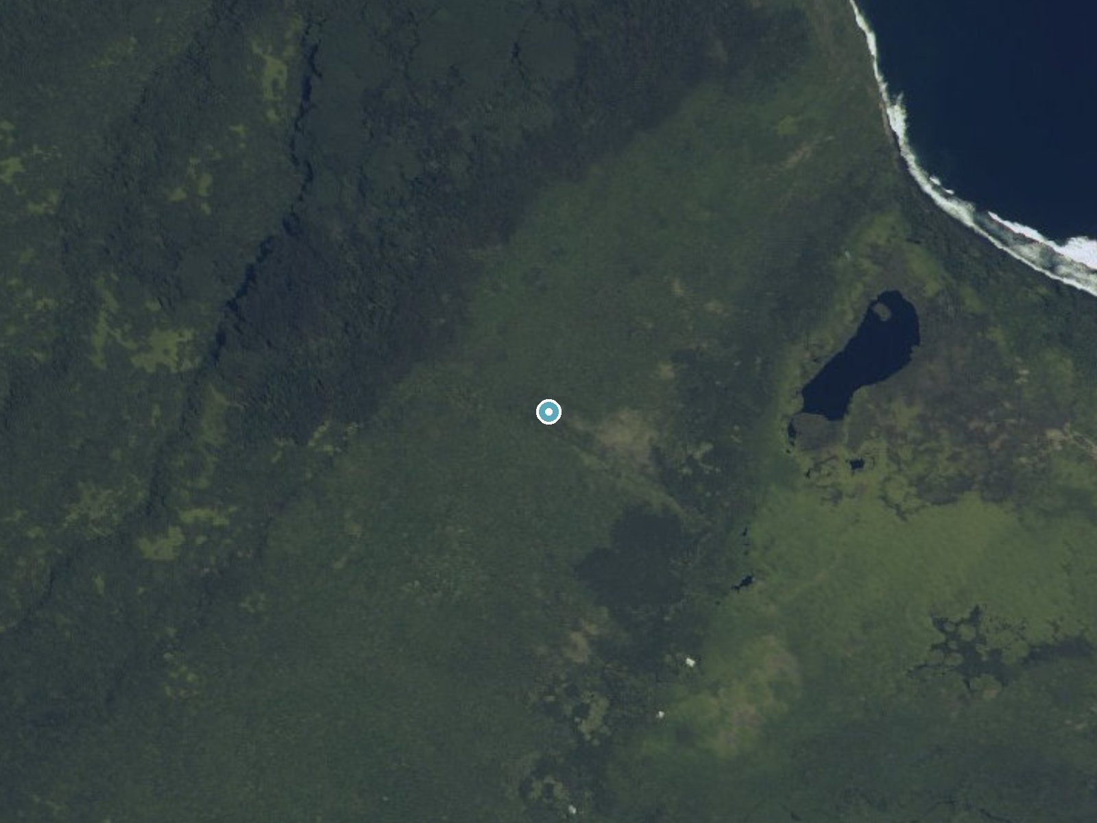Aerial photo of the same ground around Waiamoa Falls near Kukuihaele, Hawaii, for comparison with the lidar view