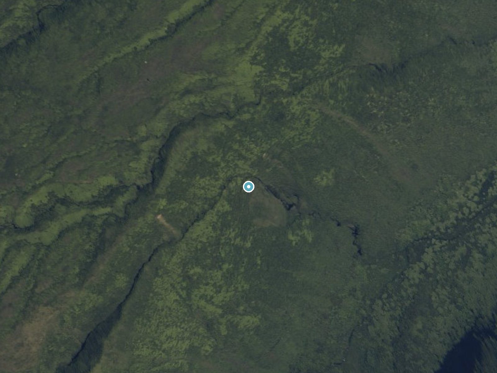 Aerial photo of the same ground around Lahomene Falls near Kukuihaele, Hawaii, for comparison with the lidar view