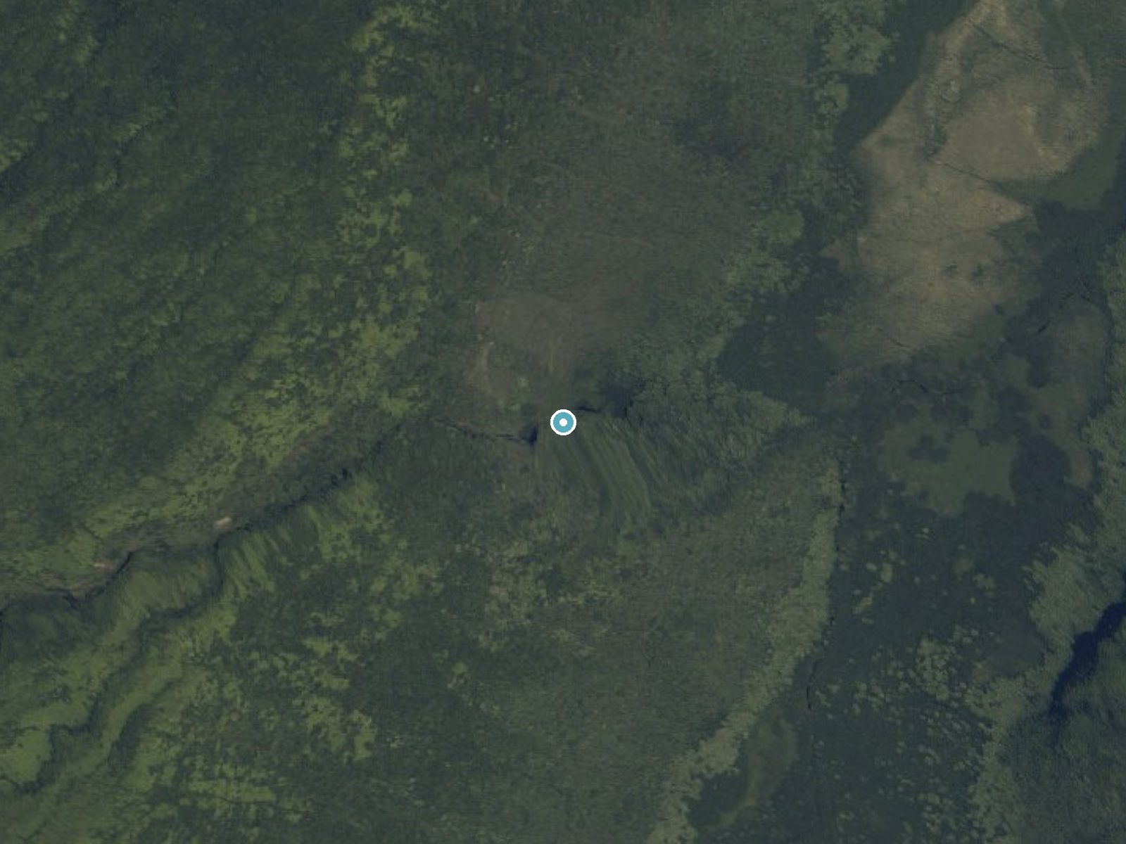 Aerial photo of the same ground around Waiʻilikahi Falls near Kukuihaele, Hawaii, for comparison with the lidar view