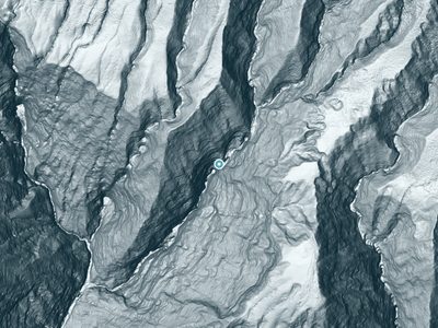 LiDAR terrain view around Haha Falls in Hawaii, about 611 feet of drop