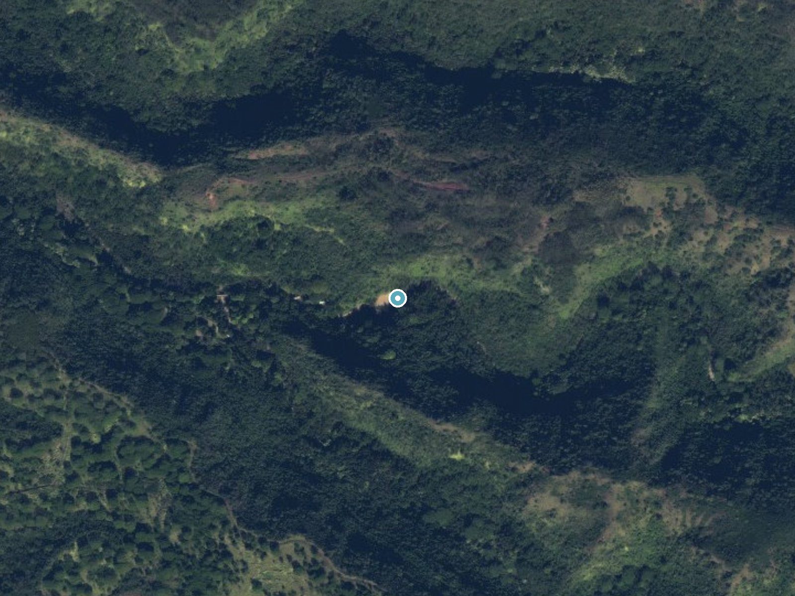 Aerial photo of the same ground around Waimea Falls near Pupukea, Hawaii, for comparison with the lidar view