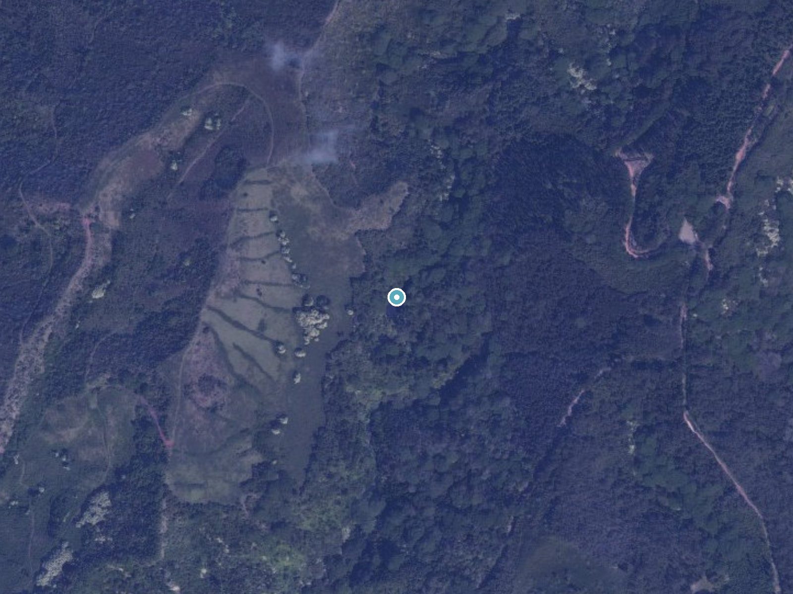Aerial photo of the same ground around Waiolue Falls near Kalaheo, Hawaii, for comparison with the lidar view
