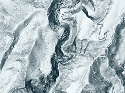 LiDAR terrain view around Waiolue Falls in Hawaii, about 276 feet of drop