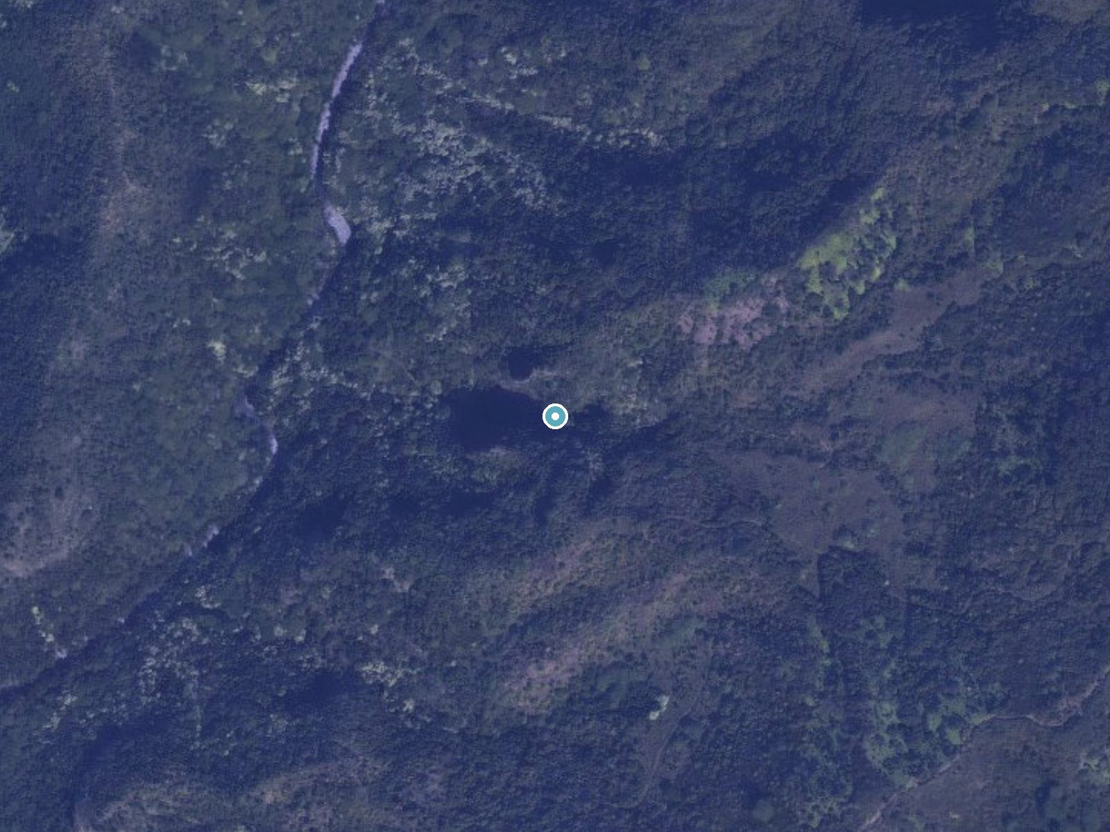 Aerial photo of the same ground around Ooiki Falls near Kalaheo, Hawaii, for comparison with the lidar view