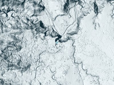 LiDAR terrain view around Hāliʻi Falls in Hawaii, about 132 feet of drop