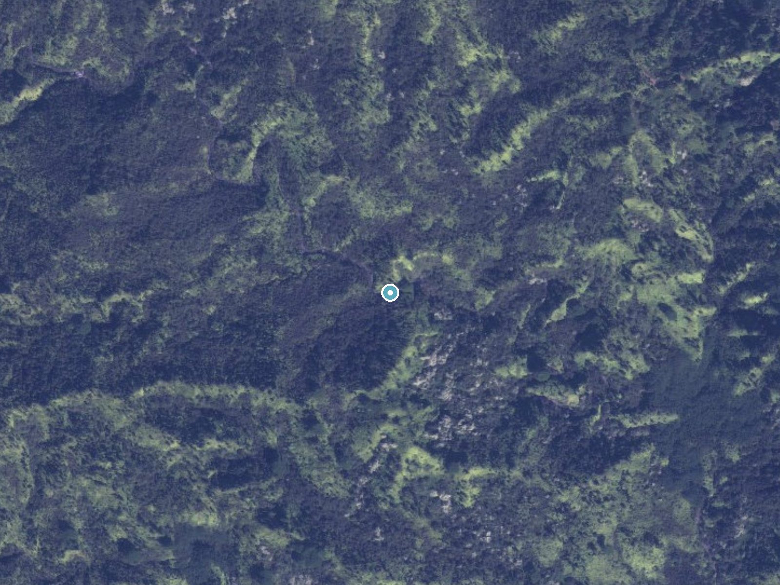 Aerial photo of the same ground around Uhauʻiole Falls near Wailua Homesteads, Hawaii, for comparison with the lidar view