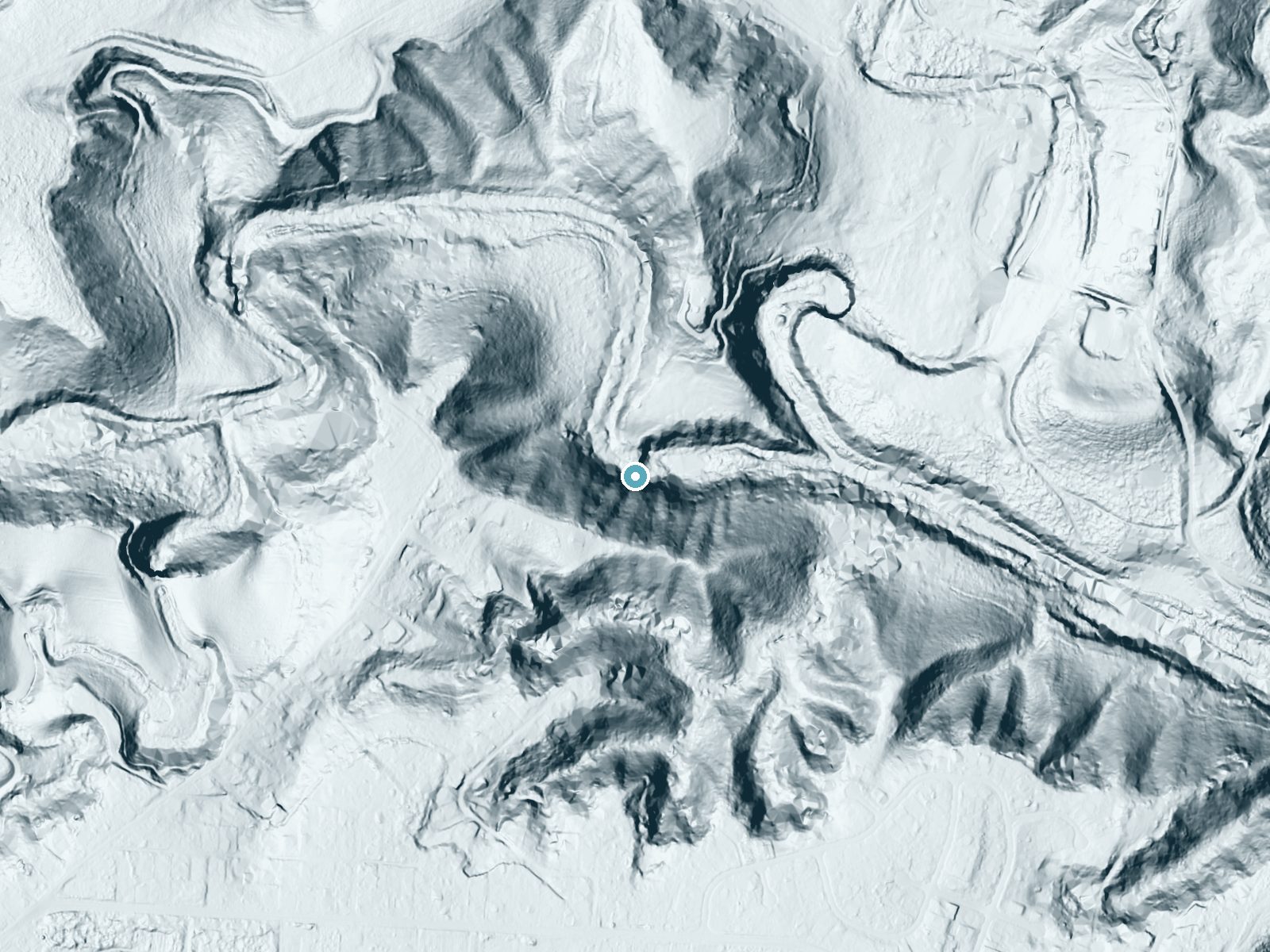 LiDAR bare-earth terrain around Hoʻopiʻi Falls near Kapaa, Hawaii, showing about 201 feet of drop, a steep tiered drop, facing northeast