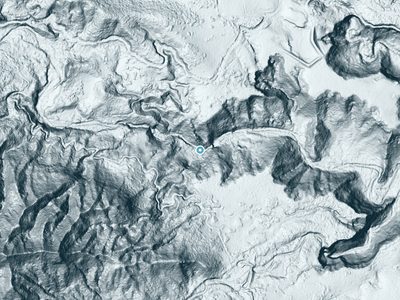 LiDAR terrain view around Opae Kalaole Falls in Hawaii, about 156 feet of drop