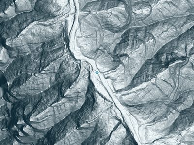 LiDAR terrain view around Pūwainui Falls in Hawaii, about 91 feet of drop