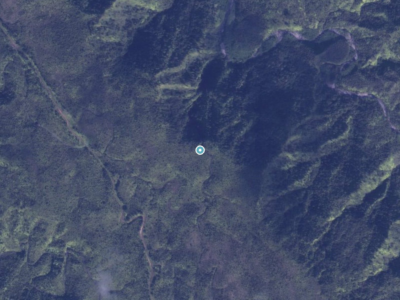 Aerial photo of the same ground around Waihunehune Falls near Kalihiwai, Hawaii, for comparison with the lidar view