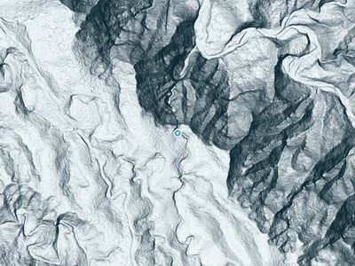 LiDAR terrain view around Waihunehune Falls in Hawaii, about 208 feet of drop