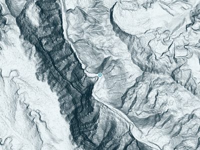 LiDAR terrain view around Hoʻopōuli Falls in Hawaii, about 210 feet of drop
