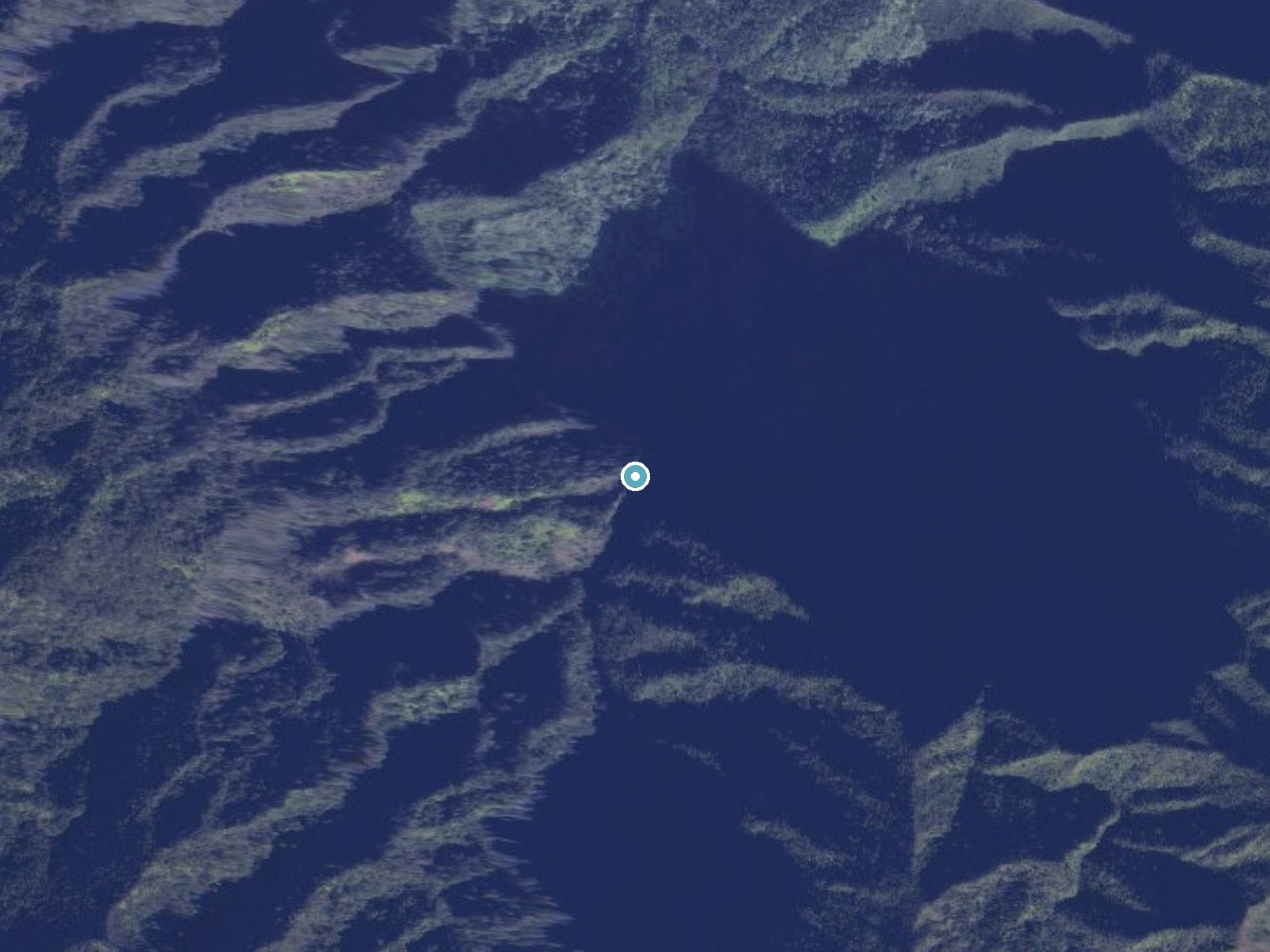 Aerial photo of the same ground around Hanakāpīʻai Falls near Wainiha, Hawaii, for comparison with the lidar view