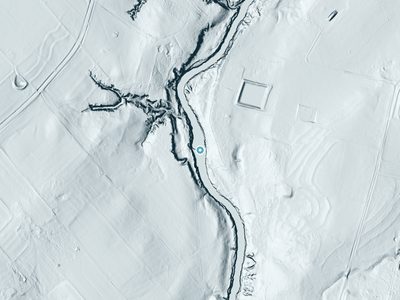LiDAR terrain view around Skiles Falls in Texas, about 37 feet of drop