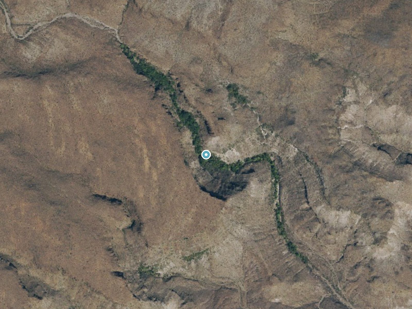 Aerial photo of the same ground around Madrid Falls near Study Butte, Texas, for comparison with the lidar view