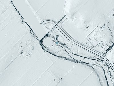 LiDAR terrain view around Dittmar Falls in Texas, about 43 feet of drop