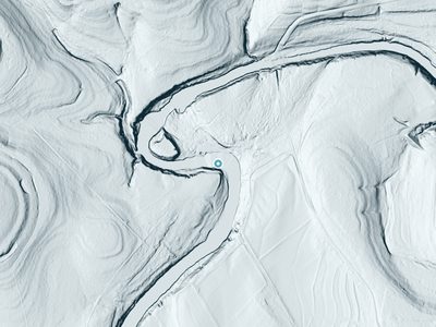LiDAR terrain view around Rust Falls in Texas, about 36 feet of drop