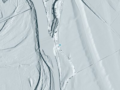 LiDAR terrain view around The Falls in Texas, about 27 feet of drop