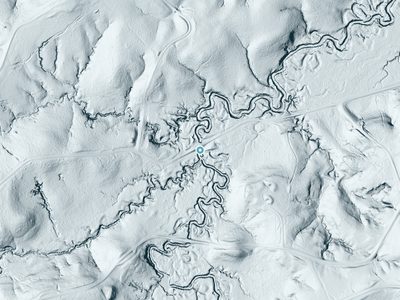 LiDAR terrain view around Odum Falls in Louisiana, about 15 feet of drop