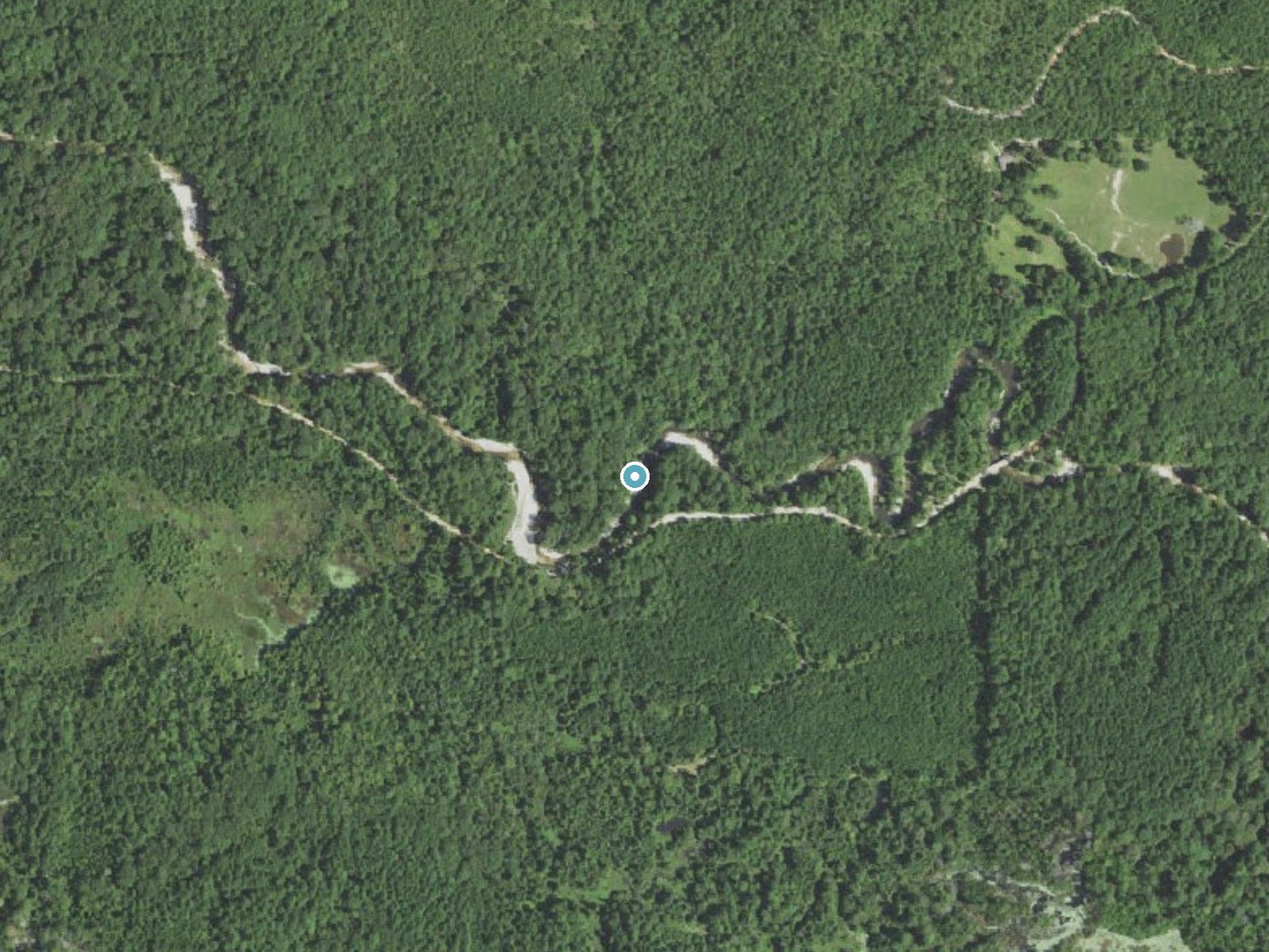 Aerial photo of the same ground around Kisatchie Fall near Simpson, Louisiana, for comparison with the lidar view