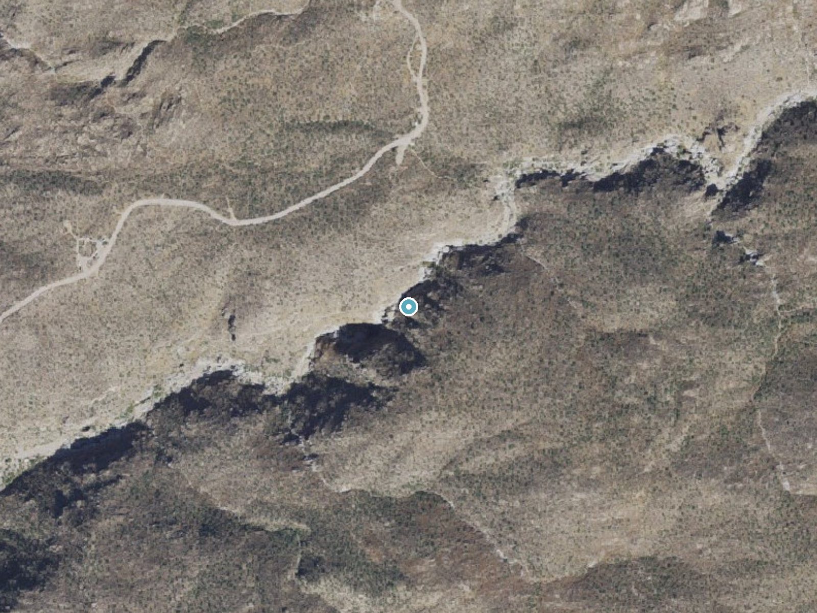 Aerial photo of the same ground around Tanque Verde Falls near Tanque Verde, Arizona, for comparison with the lidar view