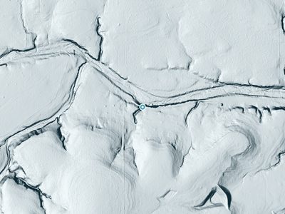 LiDAR terrain view around Butman Falls in Texas, about 50 feet of drop