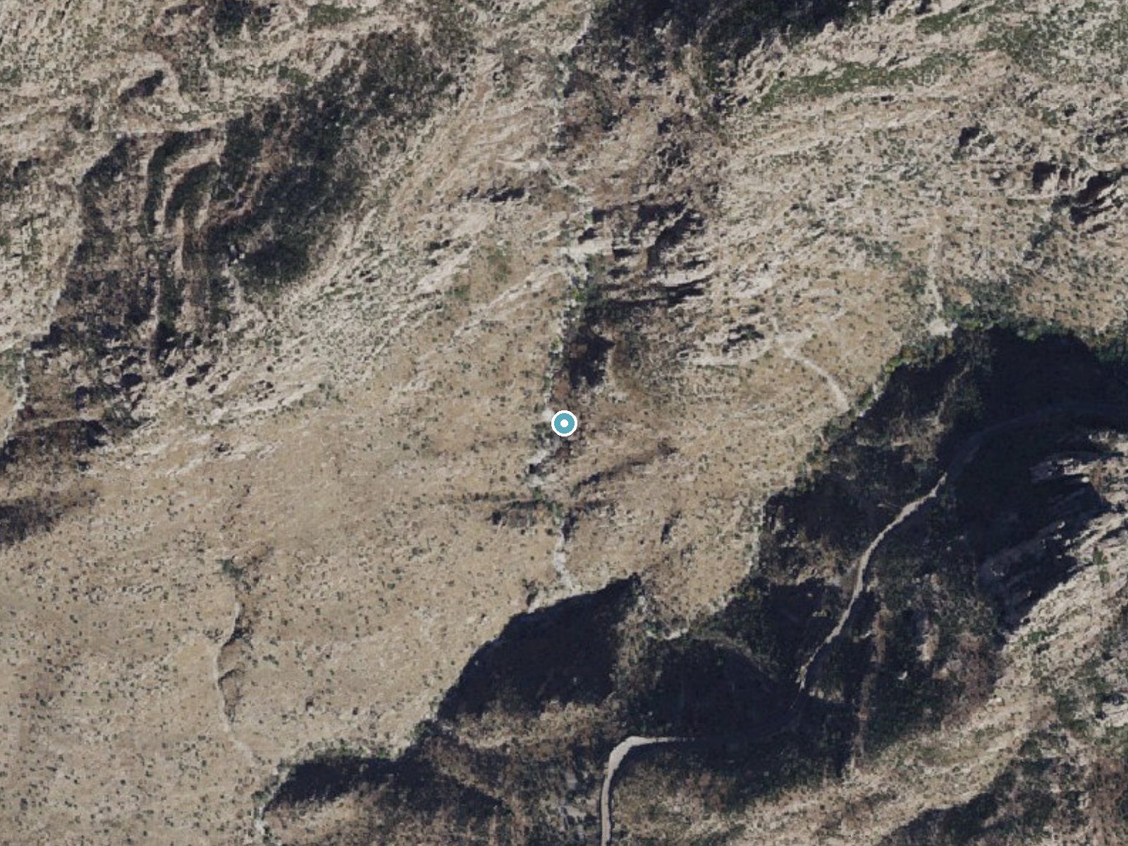 Aerial photo of the same ground around Seven Cataracts near Tanque Verde, Arizona, for comparison with the lidar view