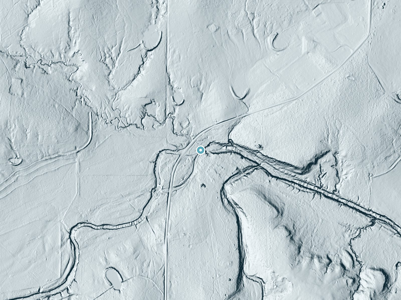 LiDAR bare-earth terrain around Kickapoo Falls near Lipan, Texas, showing about 19 feet of drop