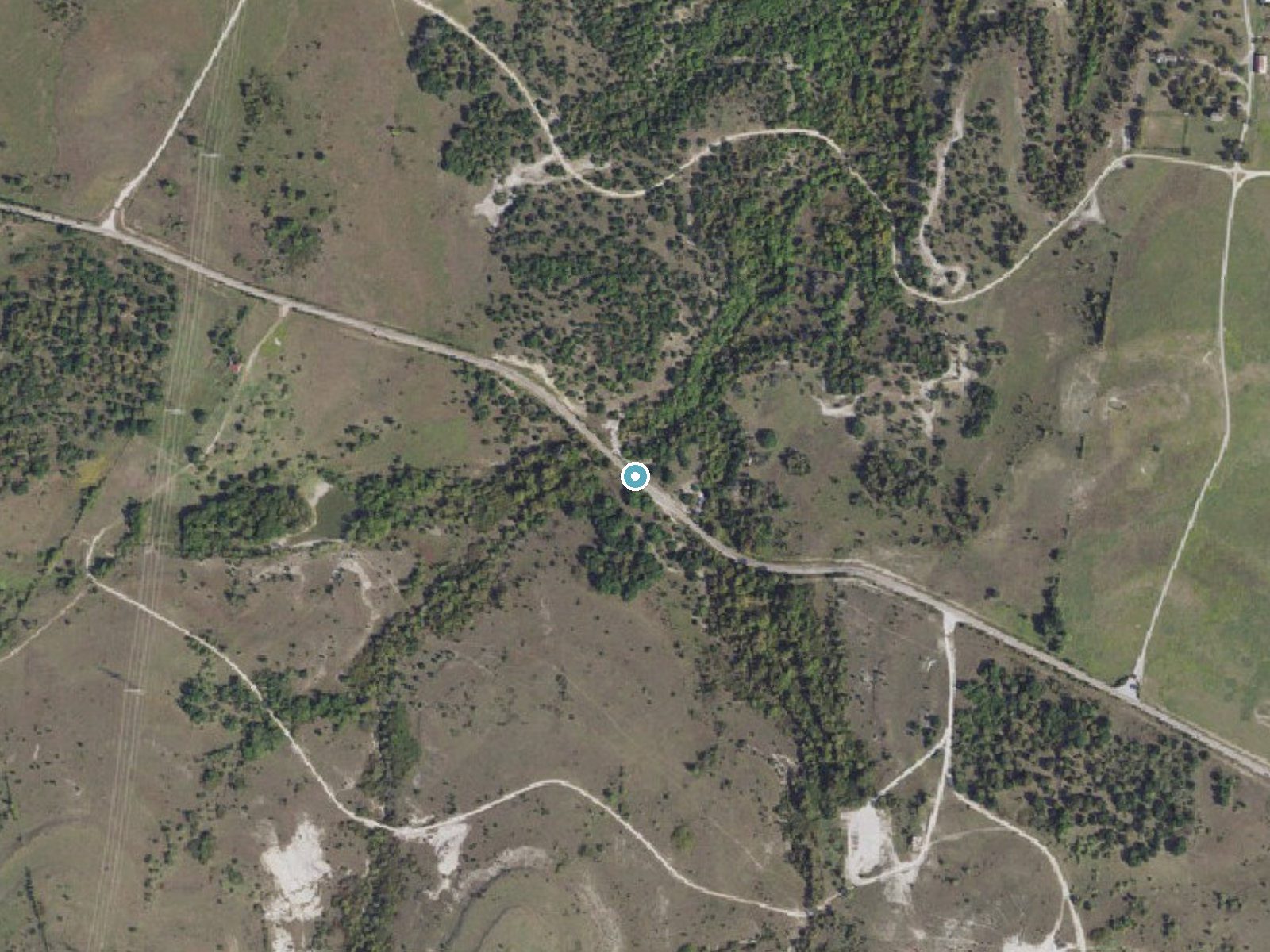 Aerial photo of the same ground around Rock Falls near Annetta, Texas, for comparison with the lidar view