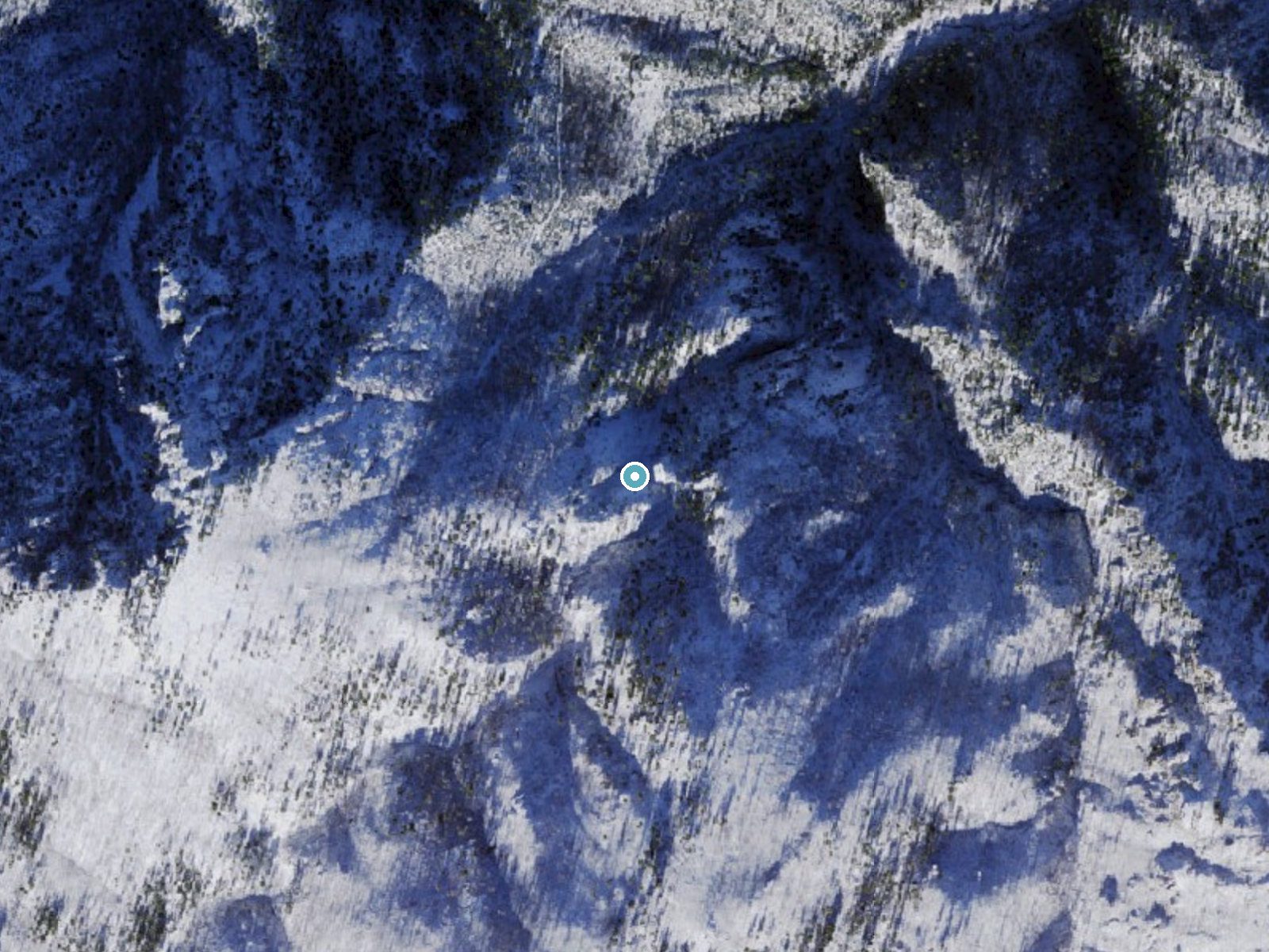 Aerial photo of the same ground around Ash Creek Falls near Swift Trail Junction, Arizona, for comparison with the lidar view