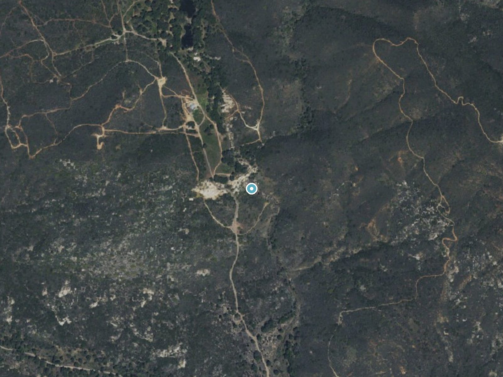 Aerial photo of the same ground around The Falls near Pine Valley, California, for comparison with the lidar view