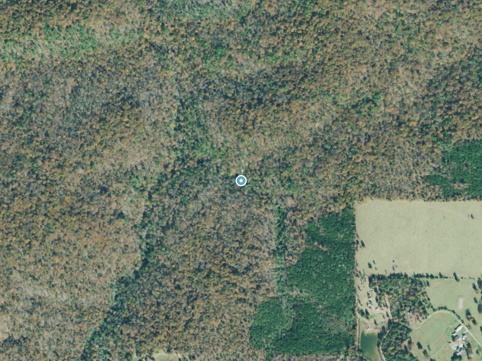 Aerial photo of the same ground around Cascade Falls near Warm Springs, Georgia, for comparison with the lidar view