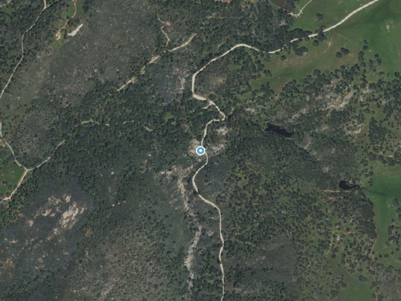 Aerial photo of the same ground around Washtub Falls near San Diego Country Estates, California, for comparison with the lidar view