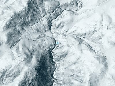LiDAR terrain view around Washtub Falls in California, about 144 feet of drop
