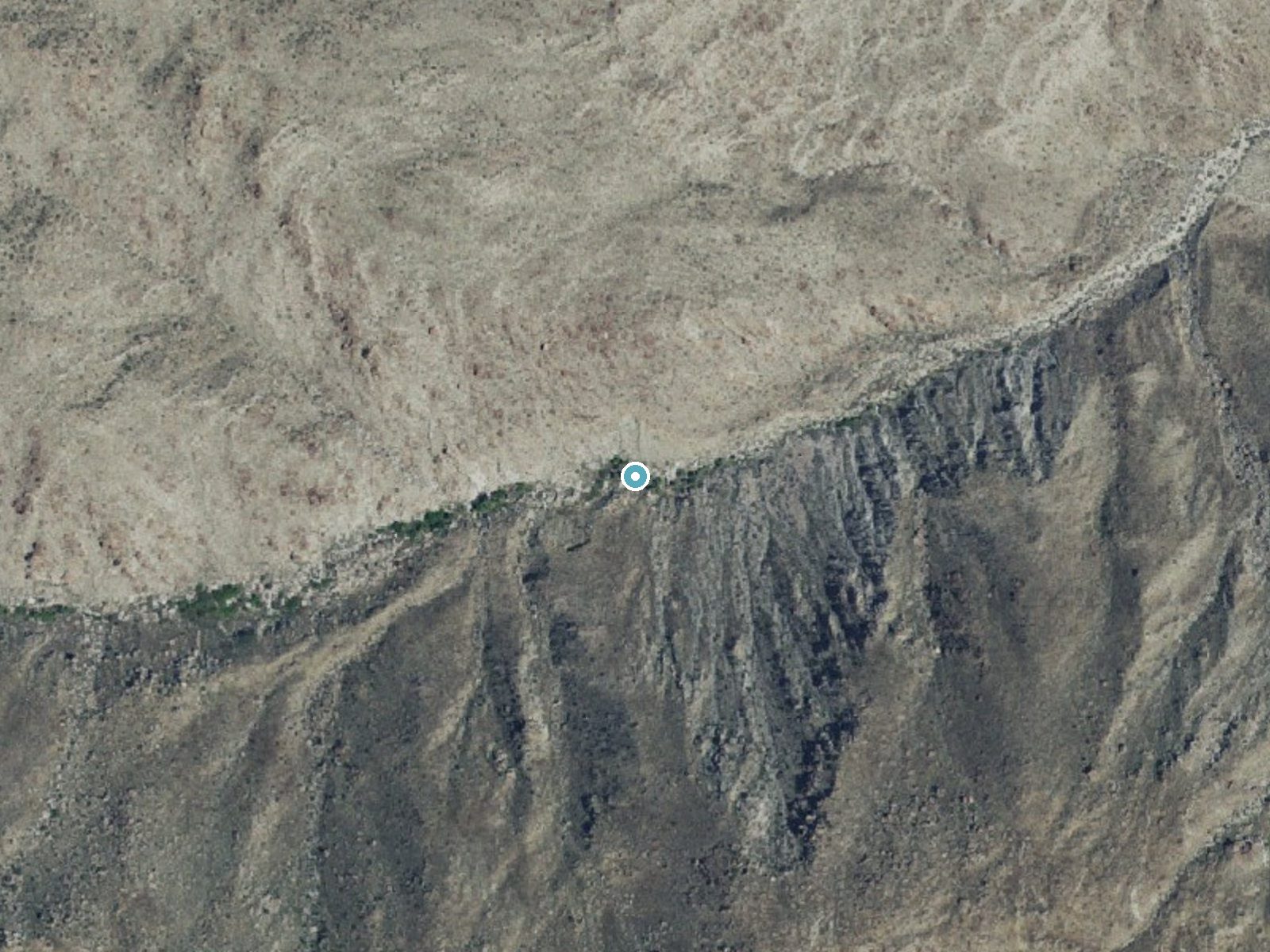 Aerial photo of the same ground around Maidenhair Falls near Borrego Springs, California, for comparison with the lidar view