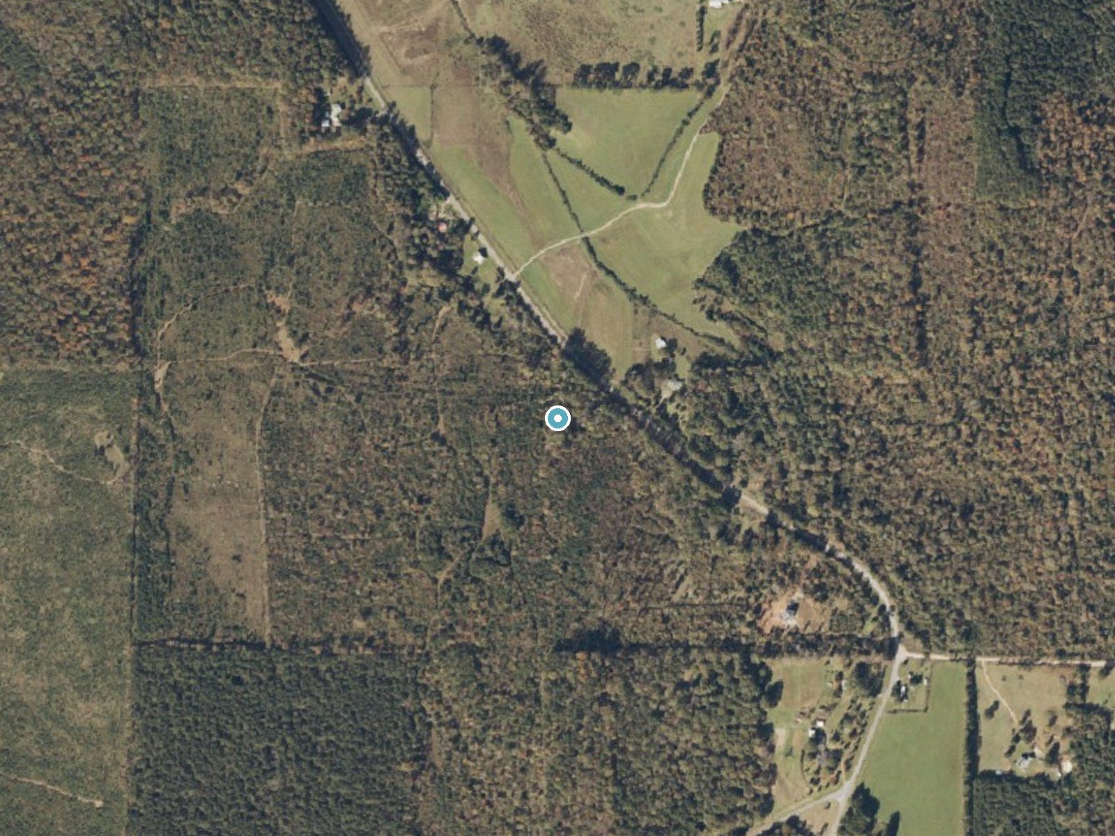 Aerial photo of the same ground around Great Falls near Millerville, Alabama, for comparison with the lidar view