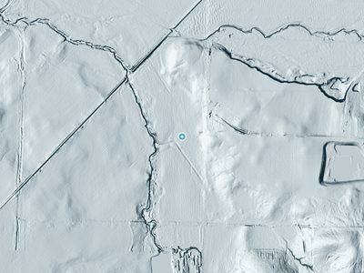 LiDAR terrain view around Rendalia Water Falls in Alabama