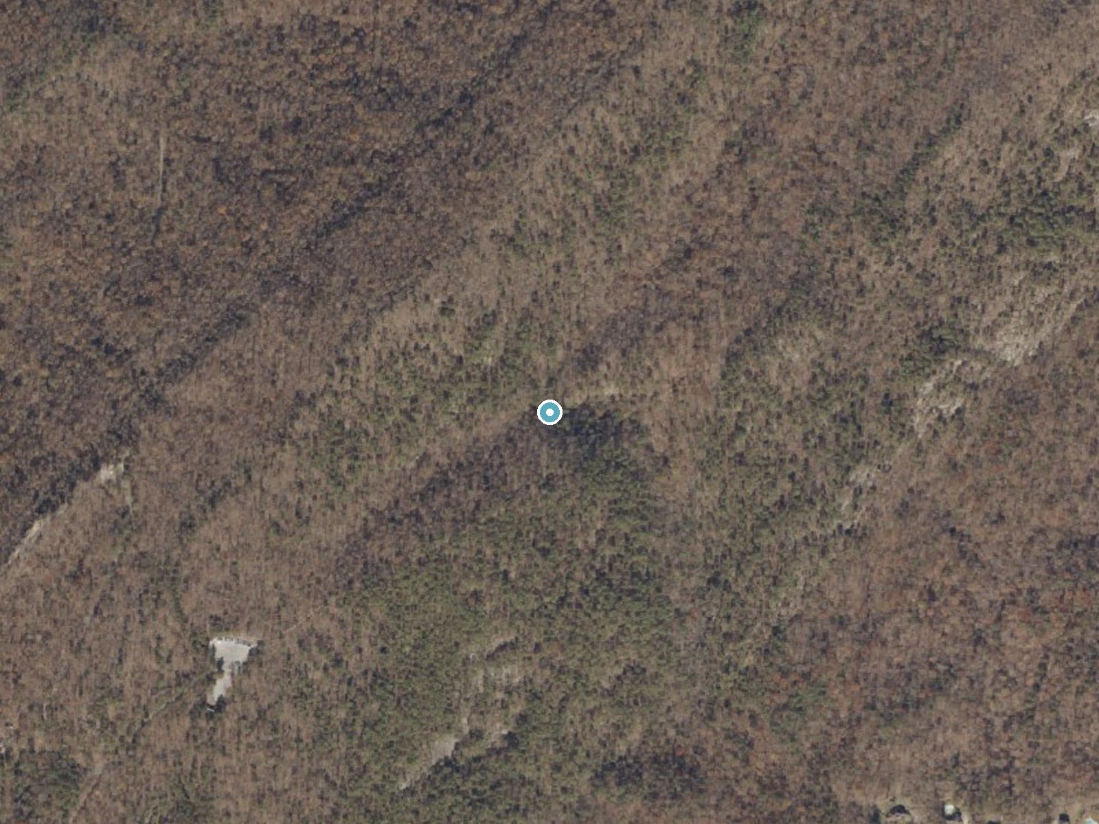 Aerial photo of the same ground around Peavine Falls near Pelham, Alabama, for comparison with the lidar view