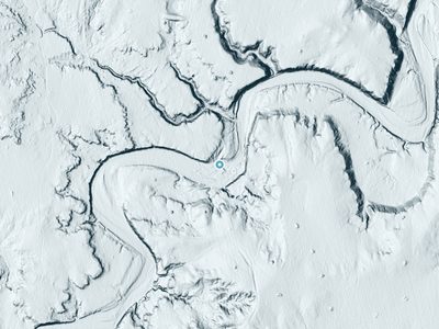 LiDAR terrain view around Salt Croton Falls in Texas, about 33 feet of drop