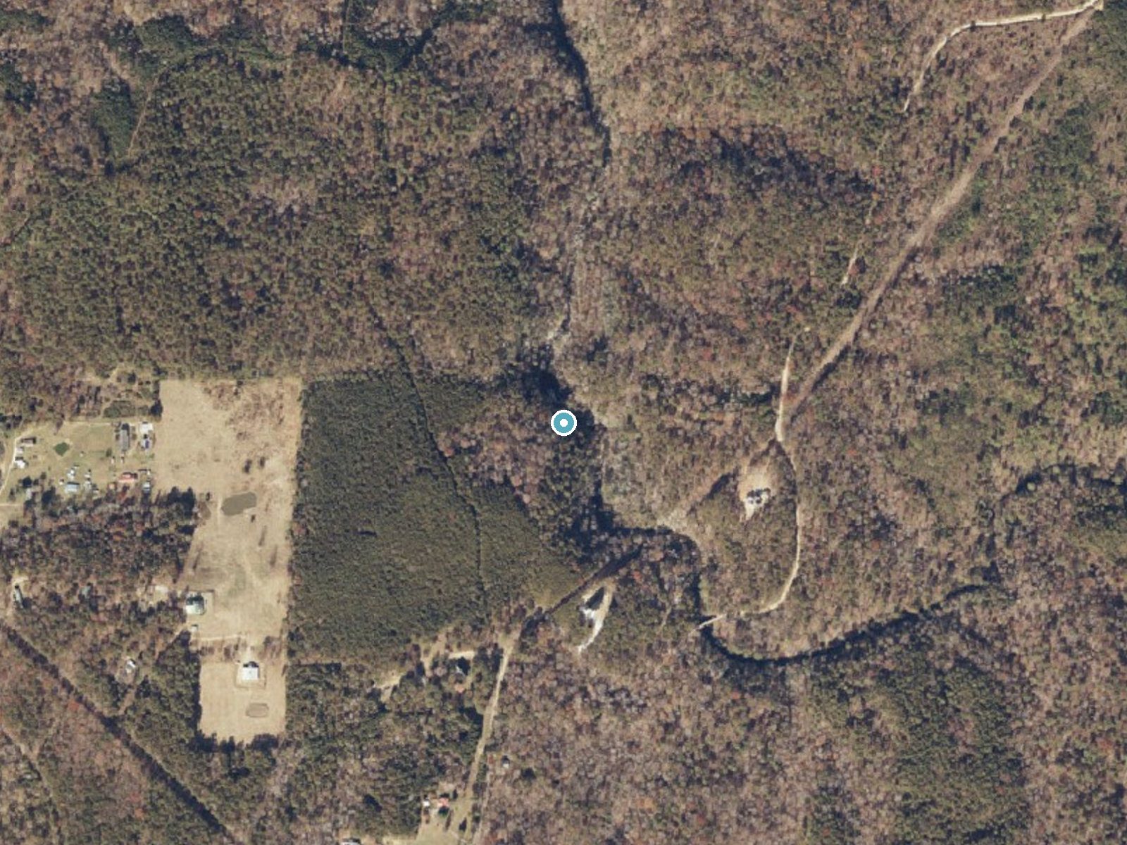 Aerial photo of the same ground around Salt Creek Falls near Munford, Alabama, for comparison with the lidar view