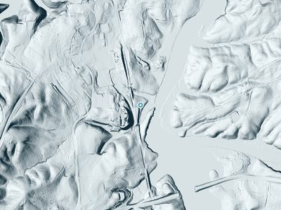 LiDAR terrain view around Village Falls in Alabama, about 44 feet of drop