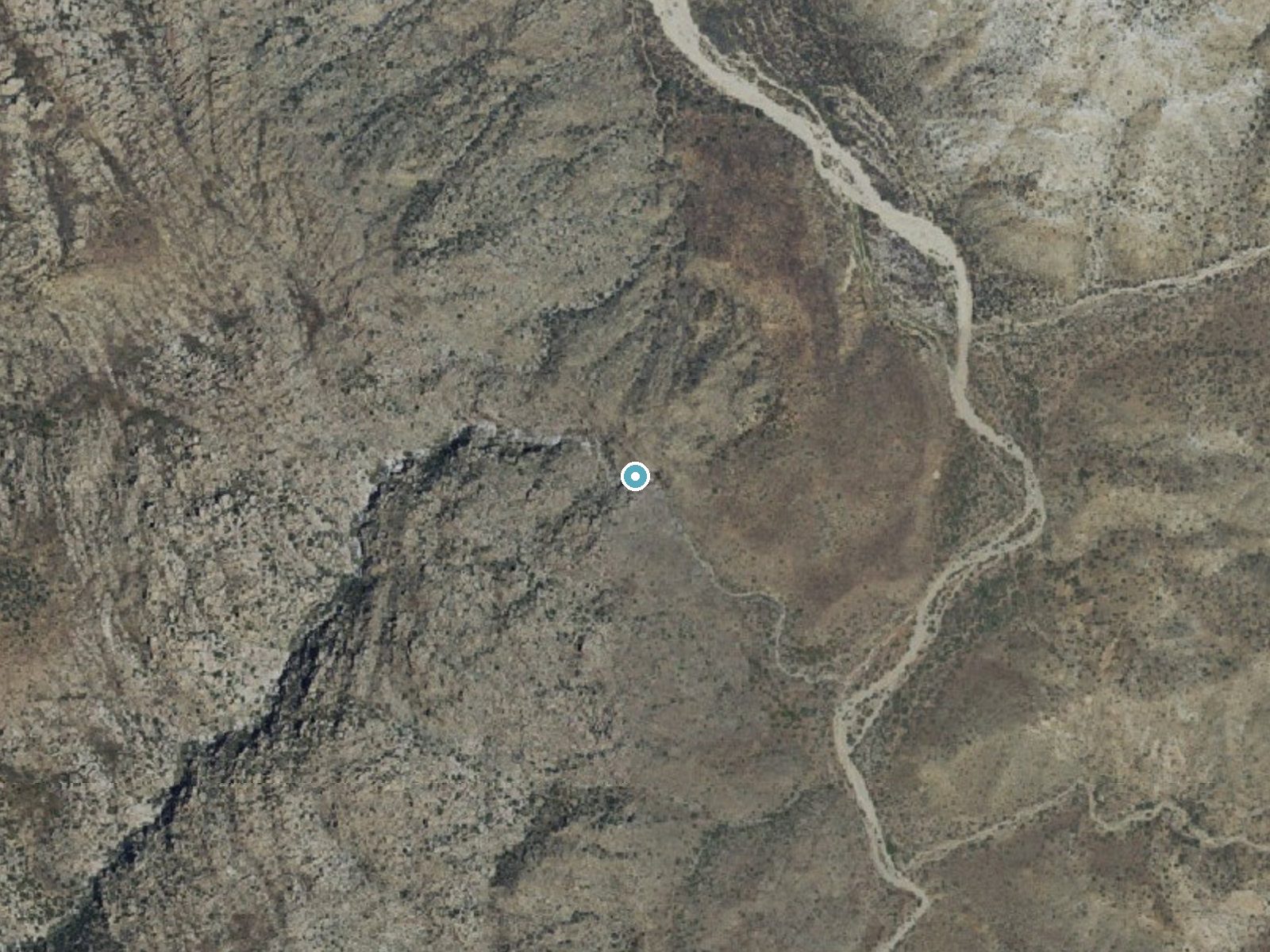 Aerial photo of the same ground around Hidden Falls near Palm Springs, California, for comparison with the lidar view