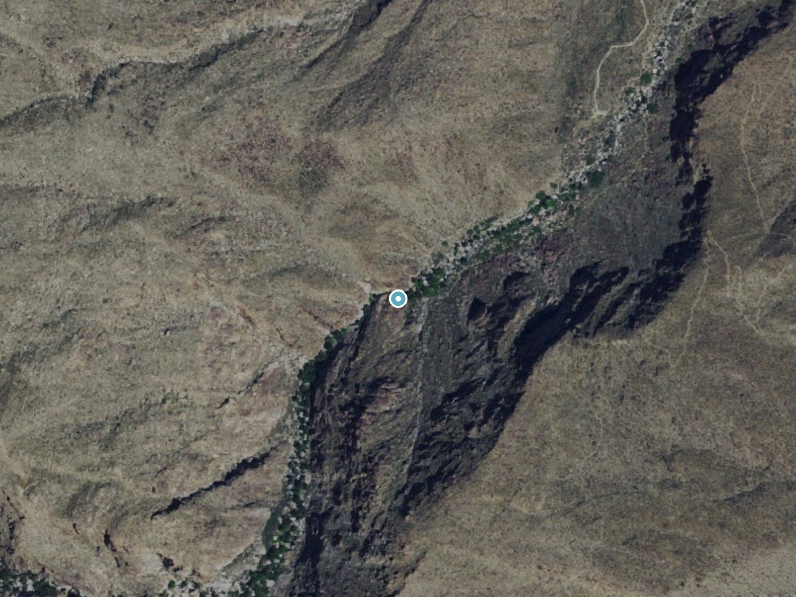 Aerial photo of the same ground around Tahquitz Falls near Palm Springs, California, for comparison with the lidar view