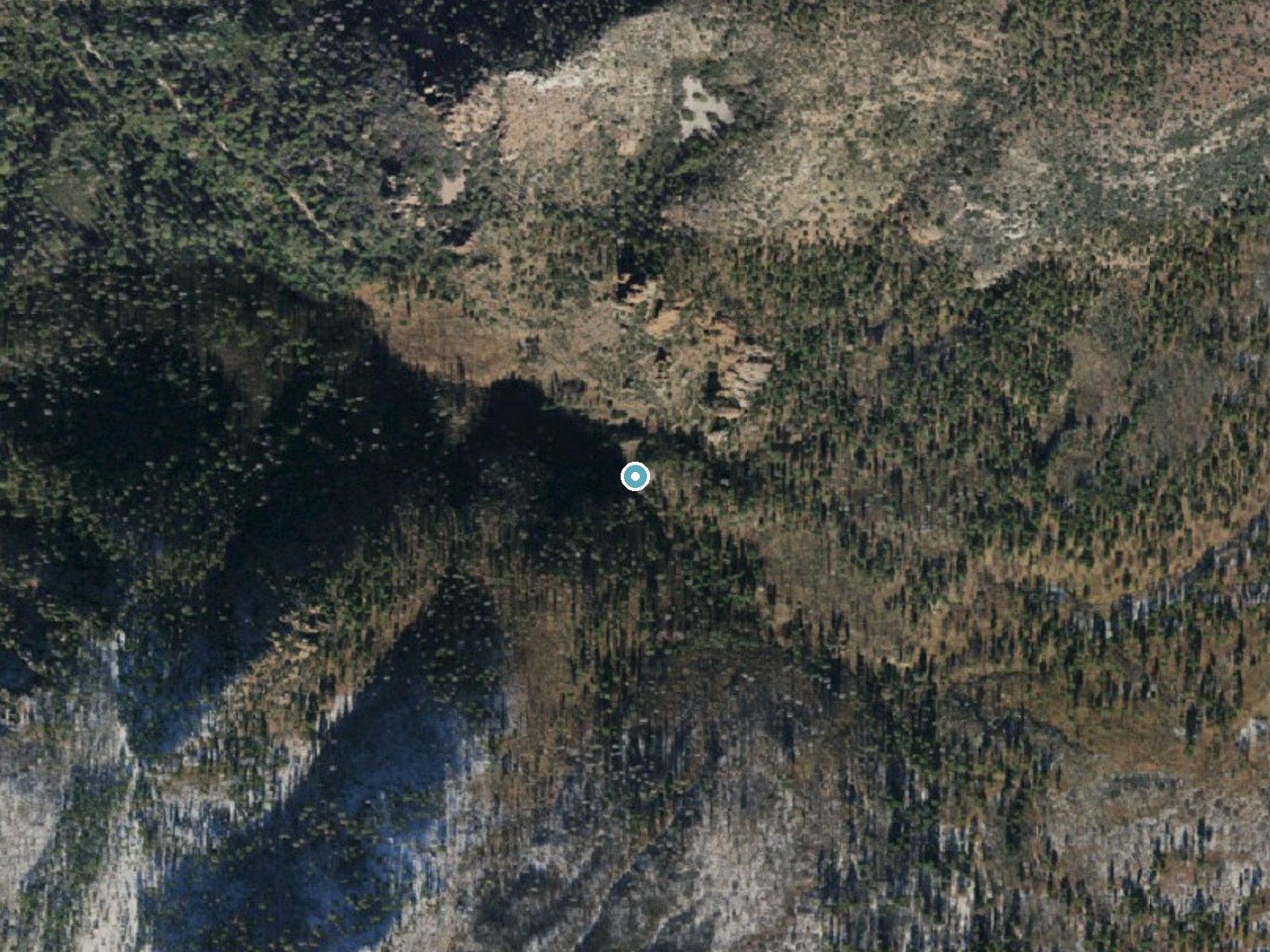 Aerial photo of the same ground around Workman Creek Falls near Rock House, Arizona, for comparison with the lidar view