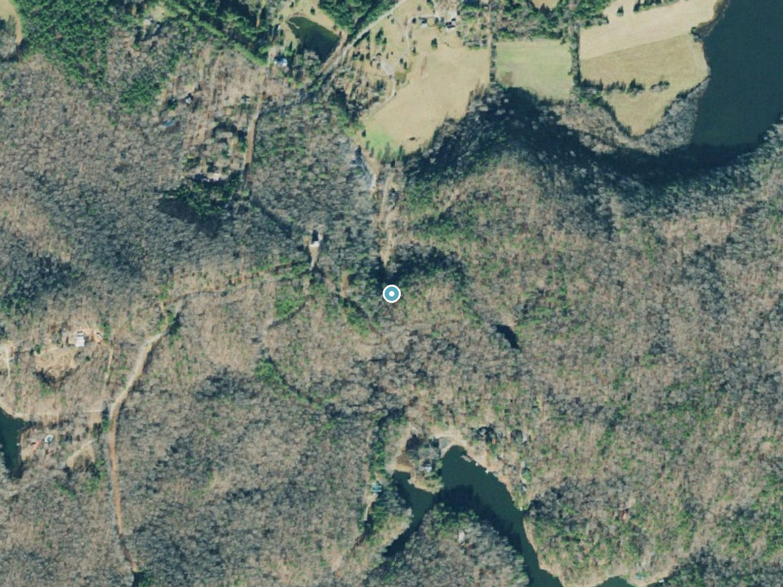 Aerial photo of the same ground around Hightower Falls near Buchanan, Georgia, for comparison with the lidar view
